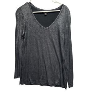 Rock &‎ Republic LS Woman Metallic T Shift L Festival Rave Rayon EUC Emo Witchy